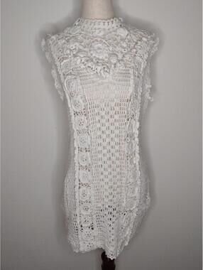 Preloved Anthropologie Corey Lynn Calter Women's White/Crochet Dress Size Small